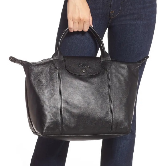 Longchamp Handbags - LONGCHAMP Le Pliage Cuir Leather Top Handle Tote